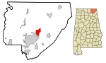 Jackson County Alabama Incorporated and Unincorporated areas Hollywood Highlighted